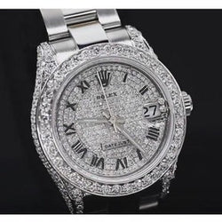 Quadrante con diamanti personalizzati e lunetta Orologio Rolex Datejust Bracciale da donna acciaio inossidabile