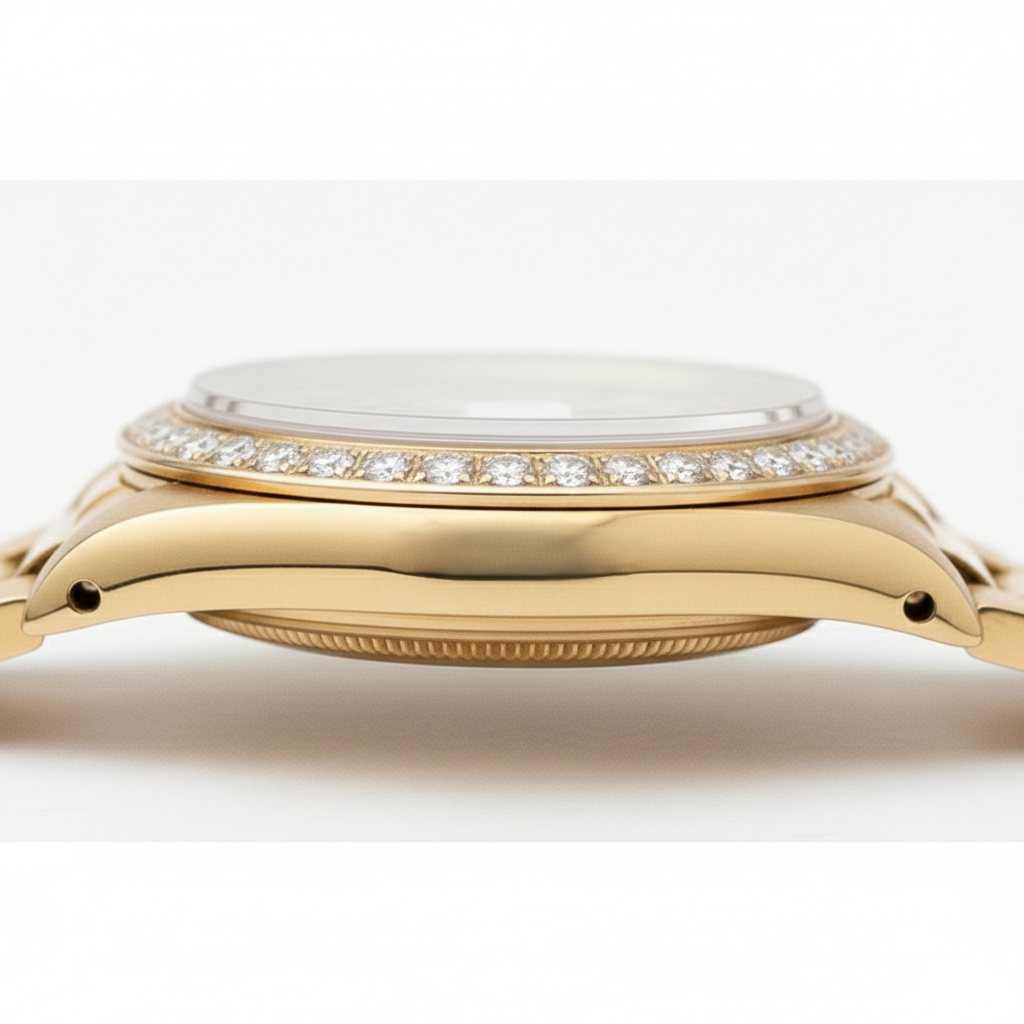 Quadrante con doppia fila di diamanti Rolex stile presidenziale Orologio Lunetta Oro Datejust