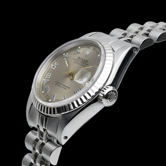 Quadrante grigio romano Rolex Datejust Donna Lunetta giubileo Acciaio inossidabile