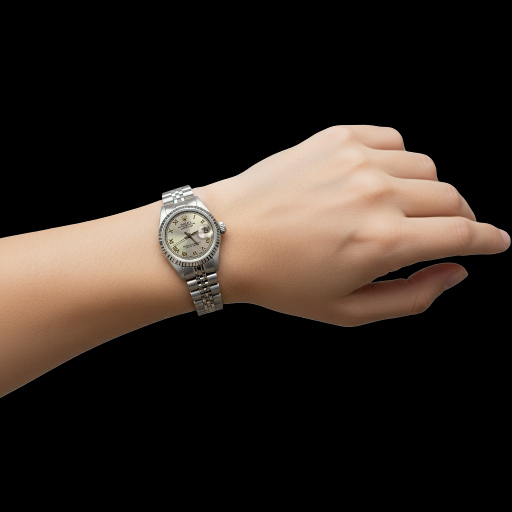 Quadrante grigio romano Rolex Datejust Donna Lunetta giubileo Acciaio inossidabile