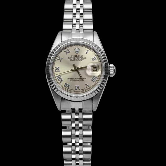 Quadrante grigio romano Rolex Datejust Donna Lunetta giubileo Acciaio inossidabile