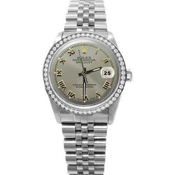 Quadrante grigio romano Rolex Datejust Orologio in acciaio inossidabile con bracciale giubileo, regolazione rapida