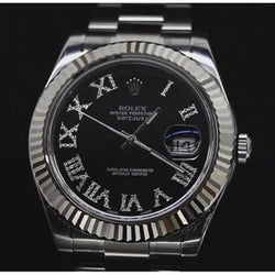 Quadrante nero con diamanti Rolex Datejust Ii Orologio da uomo Lunetta scanalata Acciaio inossidabile Oro