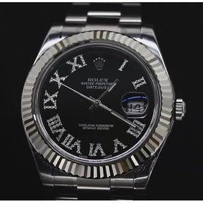Quadrante nero con diamanti Rolex Datejust Ii Orologio da uomo Lunetta scanalata 

