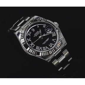 Quadrante nero con diamanti Rolex Datejust Ii Orologio da uomo Lunetta scanalata Acciaio inossidabile 