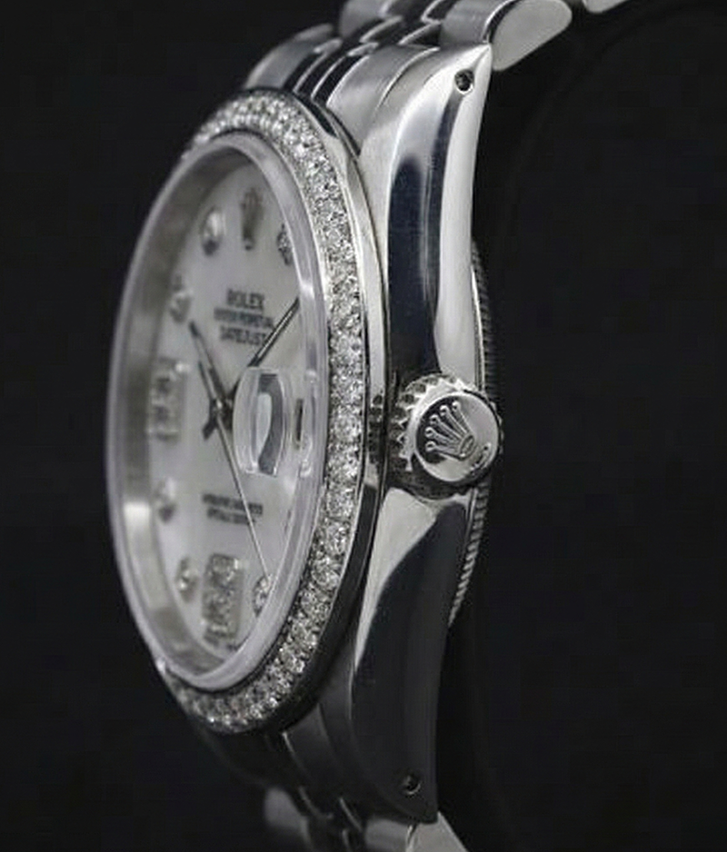 Quadrante personalizzato con lunetta in diamanti Rolex Datejust Orologio da uomo Bracciale in acciaio inossidabile IMPOSTAZIONE RAPIDA