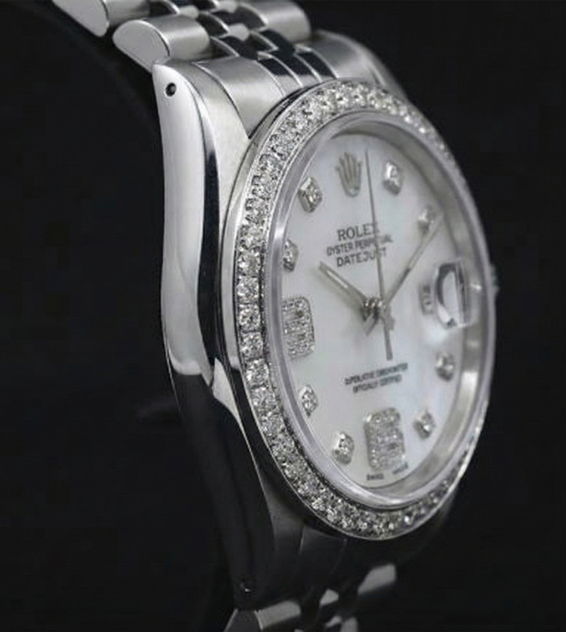 Quadrante personalizzato con lunetta in diamanti Rolex Datejust Orologio da uomo Bracciale in acciaio inossidabile IMPOSTAZIONE RAPIDA