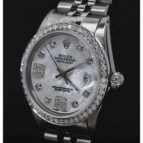 Quadrante personalizzato con lunetta in diamanti Rolex Datejust Orologio da uomo Bracciale 