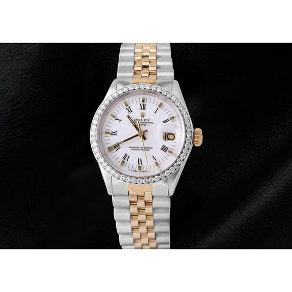 Quadrante romano bianco con diamanti