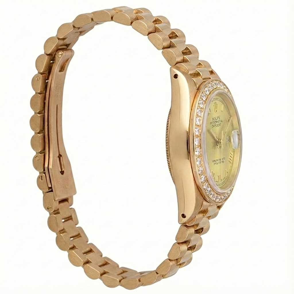 Quadrante romano champagne Rolex Datejust Orologio Bracciale stile presidenziale oro
