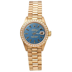 Quadrante blu con quadrante blu Rolex Datejust Orologio con lunetta presidenziale in oro con diamanti