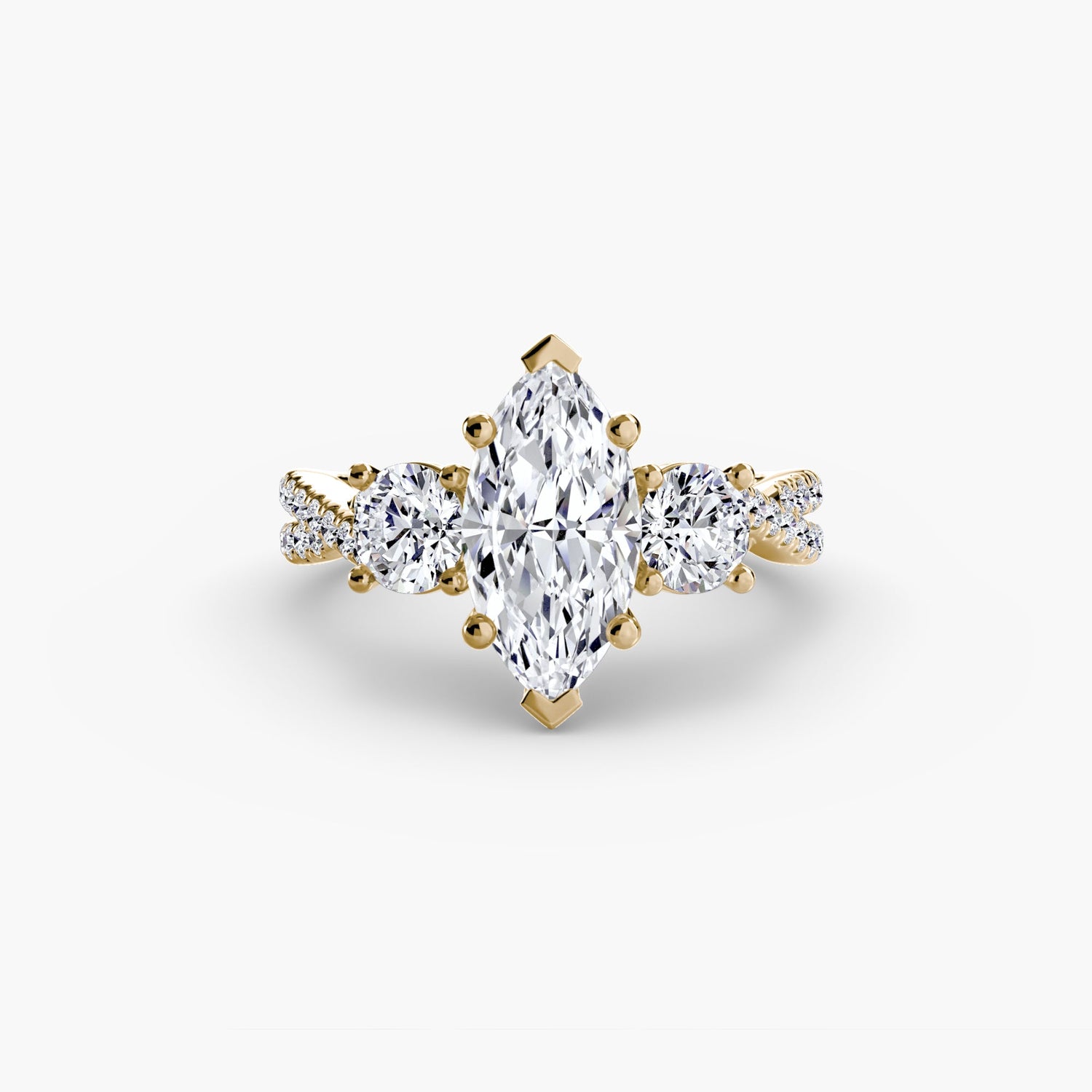 Diamante Taglio Rotondo Setting in Gold – primo piano