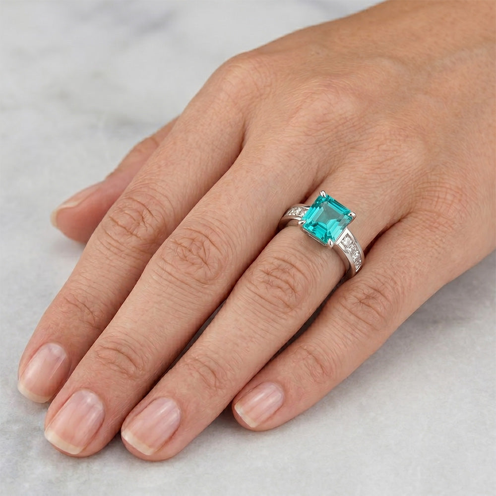Raffinato Anello Halo – Paraiba Neon 3 carati – HarryChadEnt