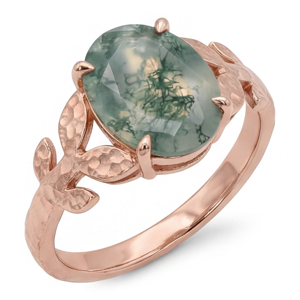 Realizzato a mano Dendritic Agate Anello con Pietra Preziosa 4,0