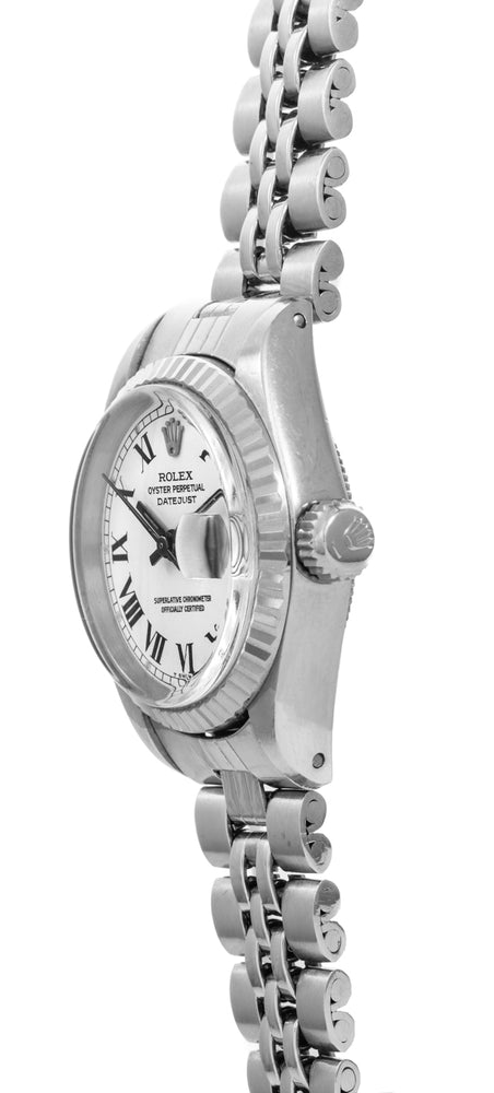 Rolex Datejust quadrante bianco romano orologio da donna con lunetta scanalata in acciaio inossidabile Giubileo