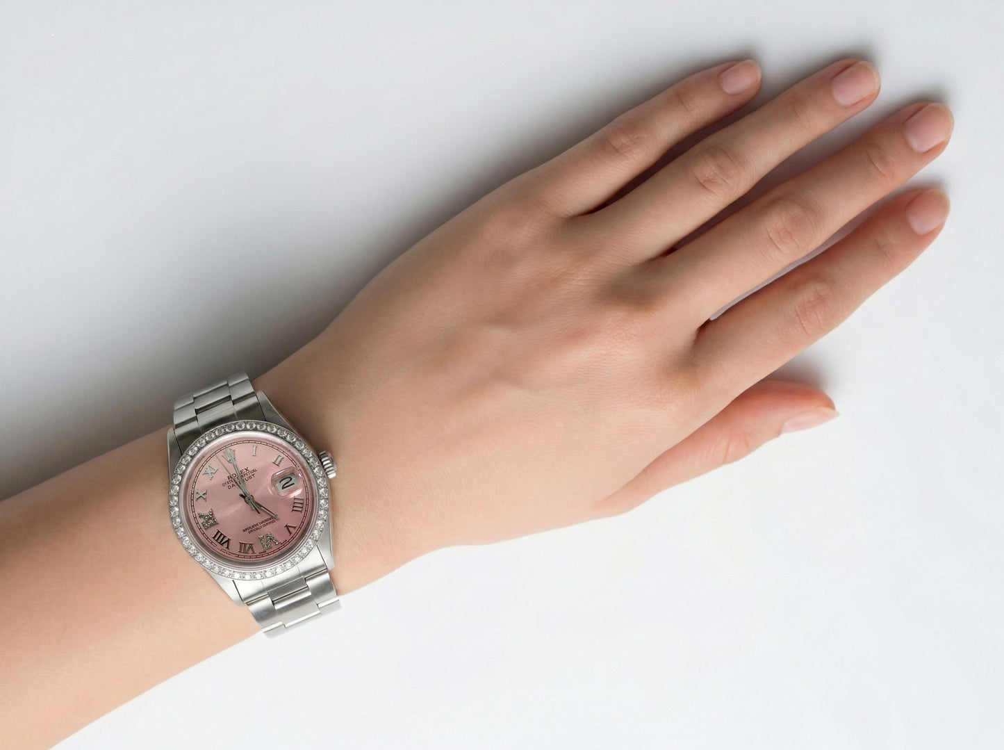 Rolex Set rapido rosa Romano Diamond ostrica Bracciale Uomini Guarda 36mm Set rapido