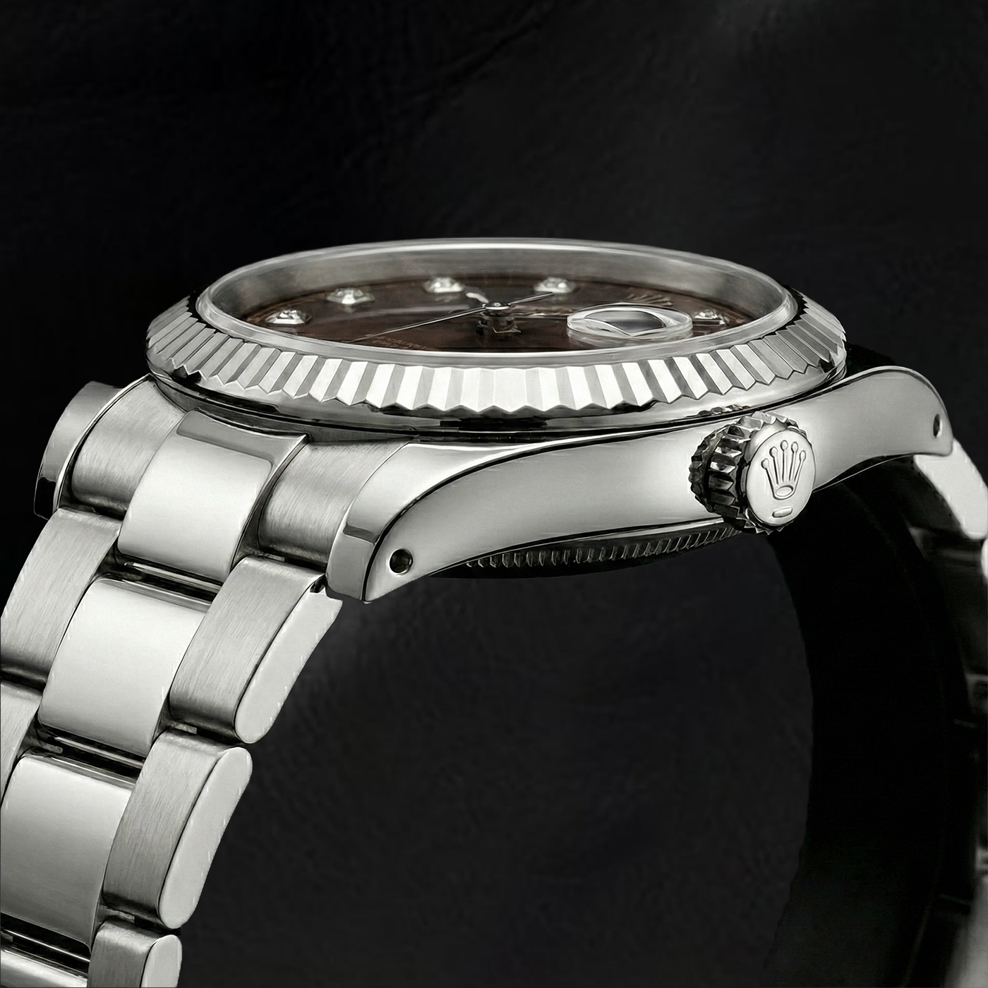 Rolex Stainless Steel con Diamante – vista frontale