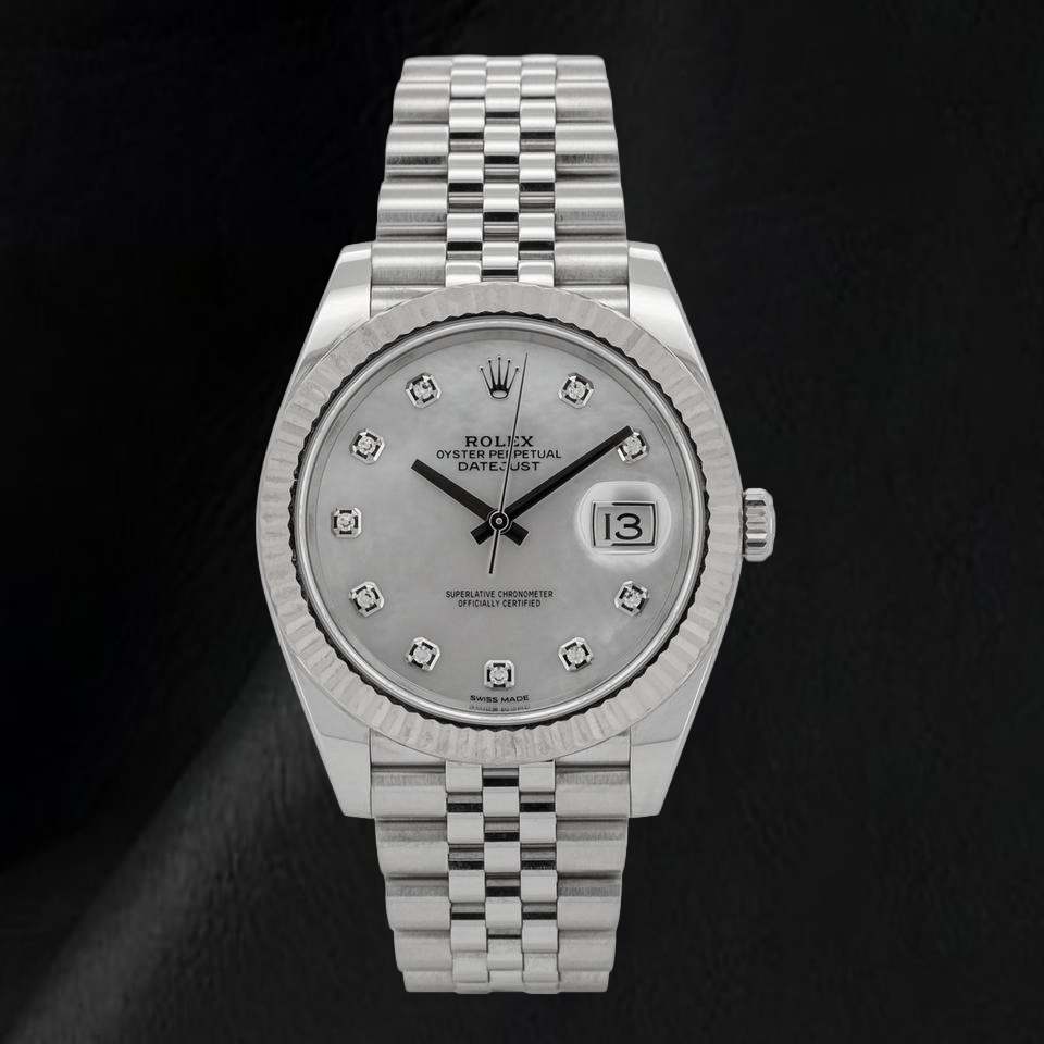 Orologio Rolex Datejust 41mm in Acciaio Inossidabile con Quadrante con Diamanti in Madreperla e Bracciale Jubilee