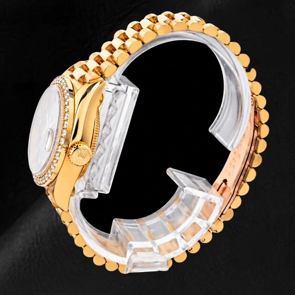 Rolex Datejust 26 mm 69178 in Oro Giallo con Quadrante Nero con Diamanti Originale e Lunetta con Diamanti