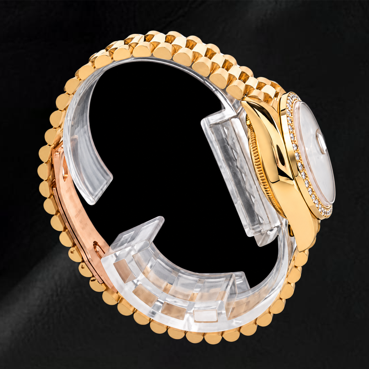 Rolex Datejust 26 mm 69178 in Oro Giallo con Quadrante Nero con Diamanti Originale e Lunetta con Diamanti