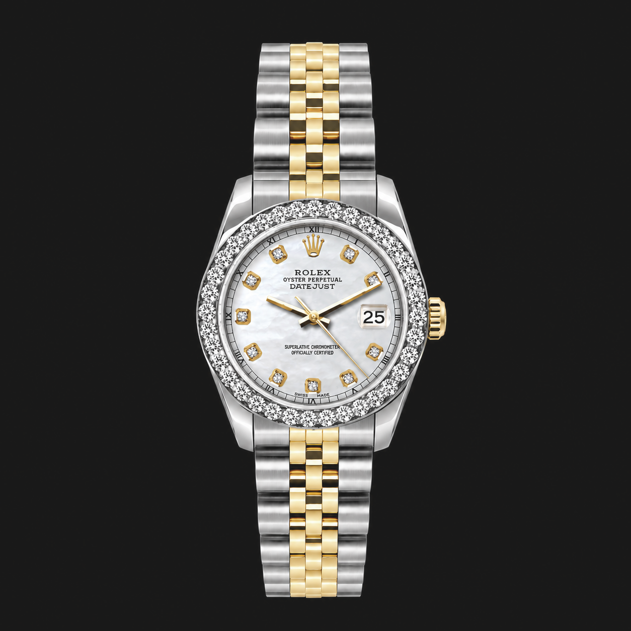 Rolex Datejust 6917 Orologio da Donna 26 mm Bicolore Quadrante con Diamanti in Madreperla Bianca