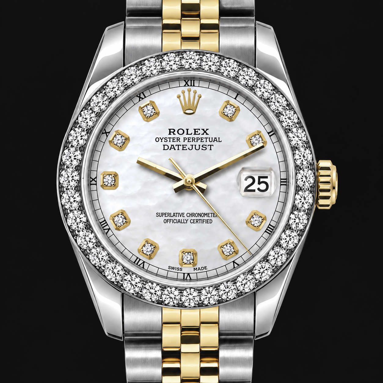 Rolex Datejust 6917 Orologio da Donna 26 mm Bicolore Quadrante con Diamanti in Madreperla Bianca