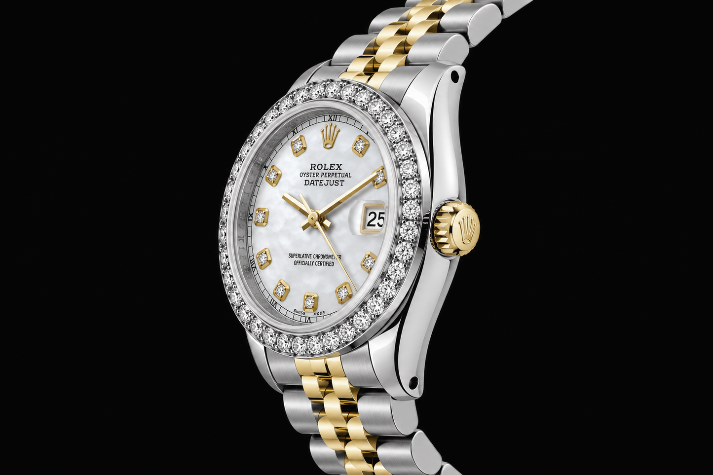 Rolex Datejust 6917 Orologio da Donna 26 mm Bicolore Quadrante con Diamanti in Madreperla Bianca