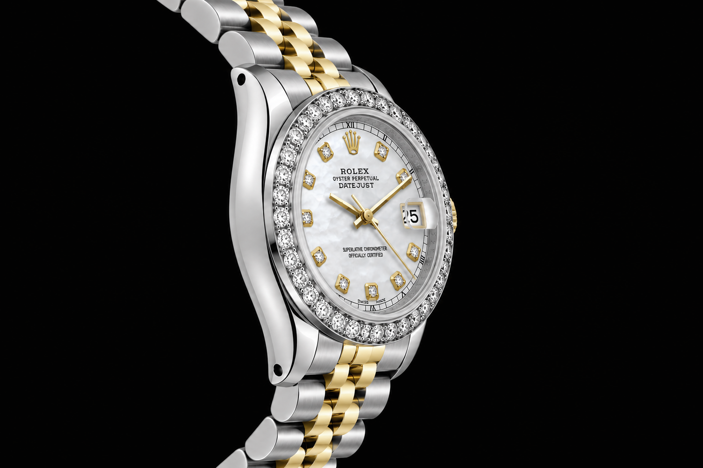 Rolex Datejust 6917 Orologio da Donna 26 mm Bicolore Quadrante con Diamanti in Madreperla Bianca