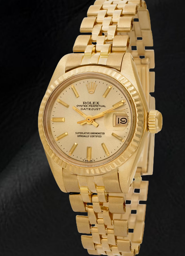 Rolex Lady Datejust President Style Champagne 26 mm Orologio in oro giallo