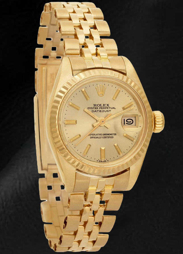 Rolex Lady Datejust President Style Champagne 26 mm Orologio in oro giallo