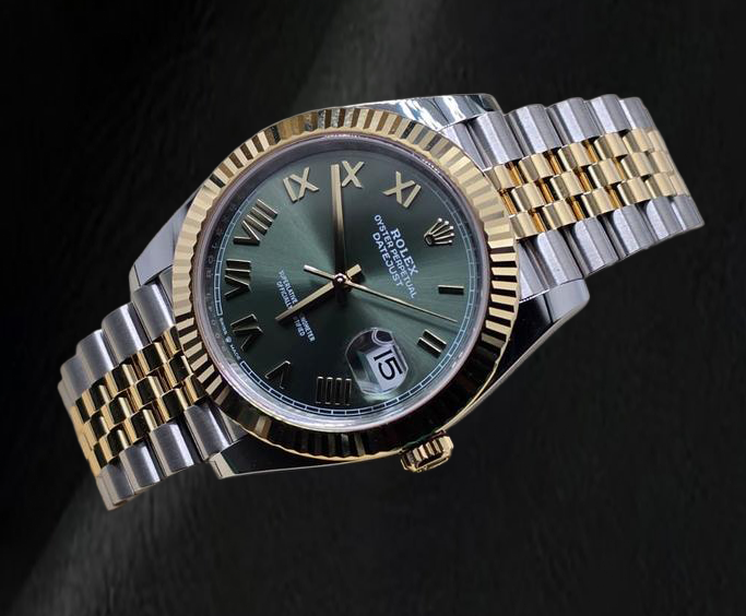 Rolex 126333 Datejust 41 mm Orologio Bicolore Quadrante Verde con Numeri Romani