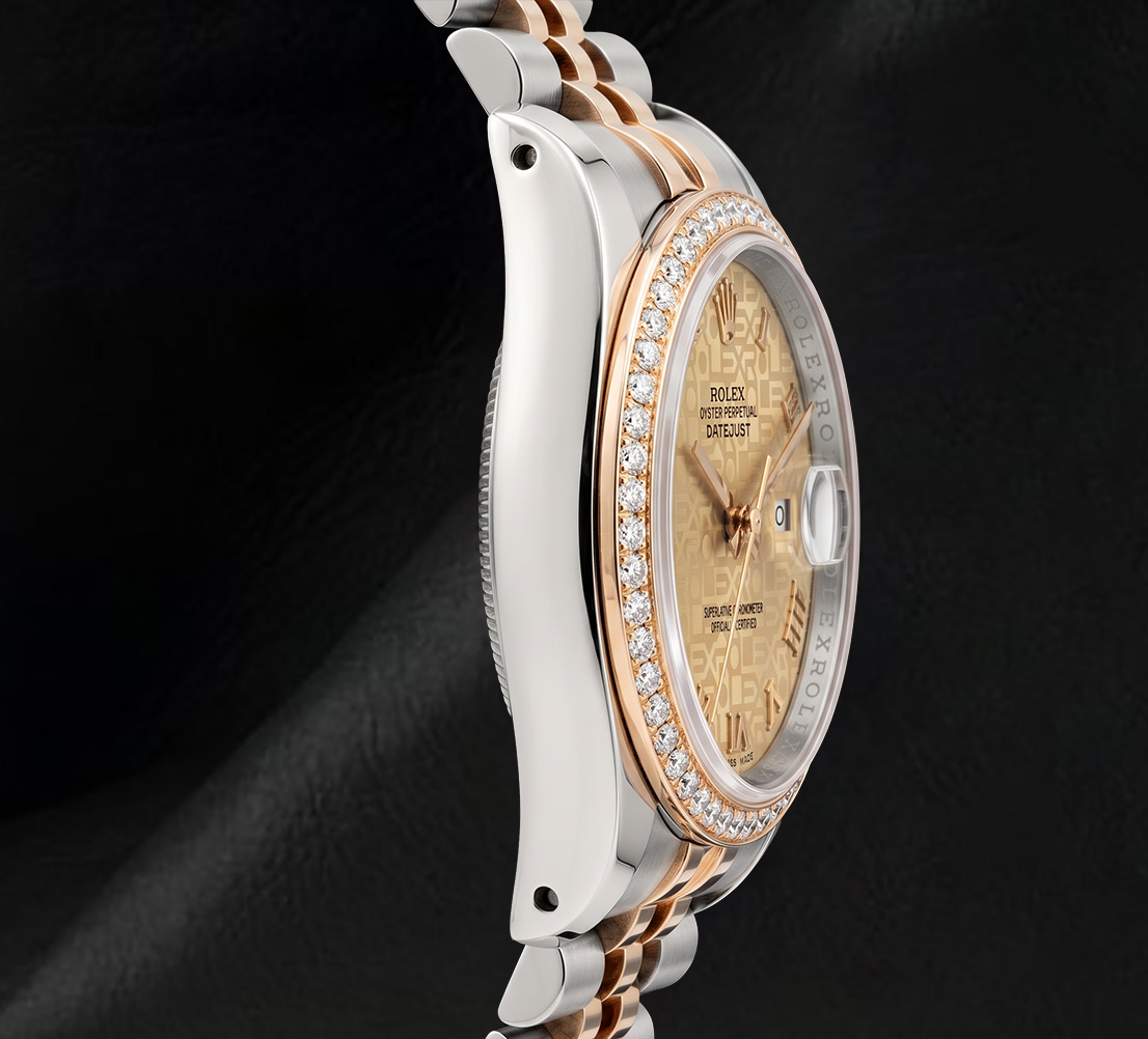 Orologio Rolex 16013 36 mm bicolore, quadrante Jubilee champagne con numeri romani, lunetta con diamanti