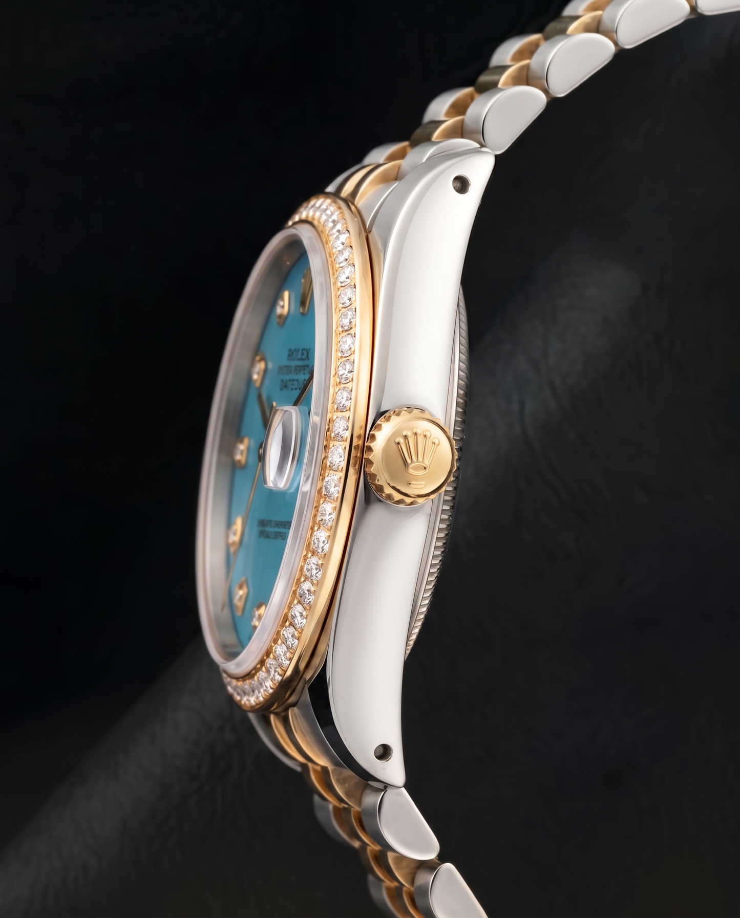 Rolex 16013 Datejust 36 mm Orologio Bicolore con Quadrante Blu con Diamanti