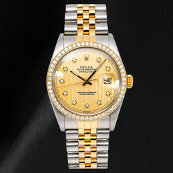 Orologio Rolex 16013 Datejust 36 mm Bicolore Quadrante con Diamanti Champagne Arazzo
