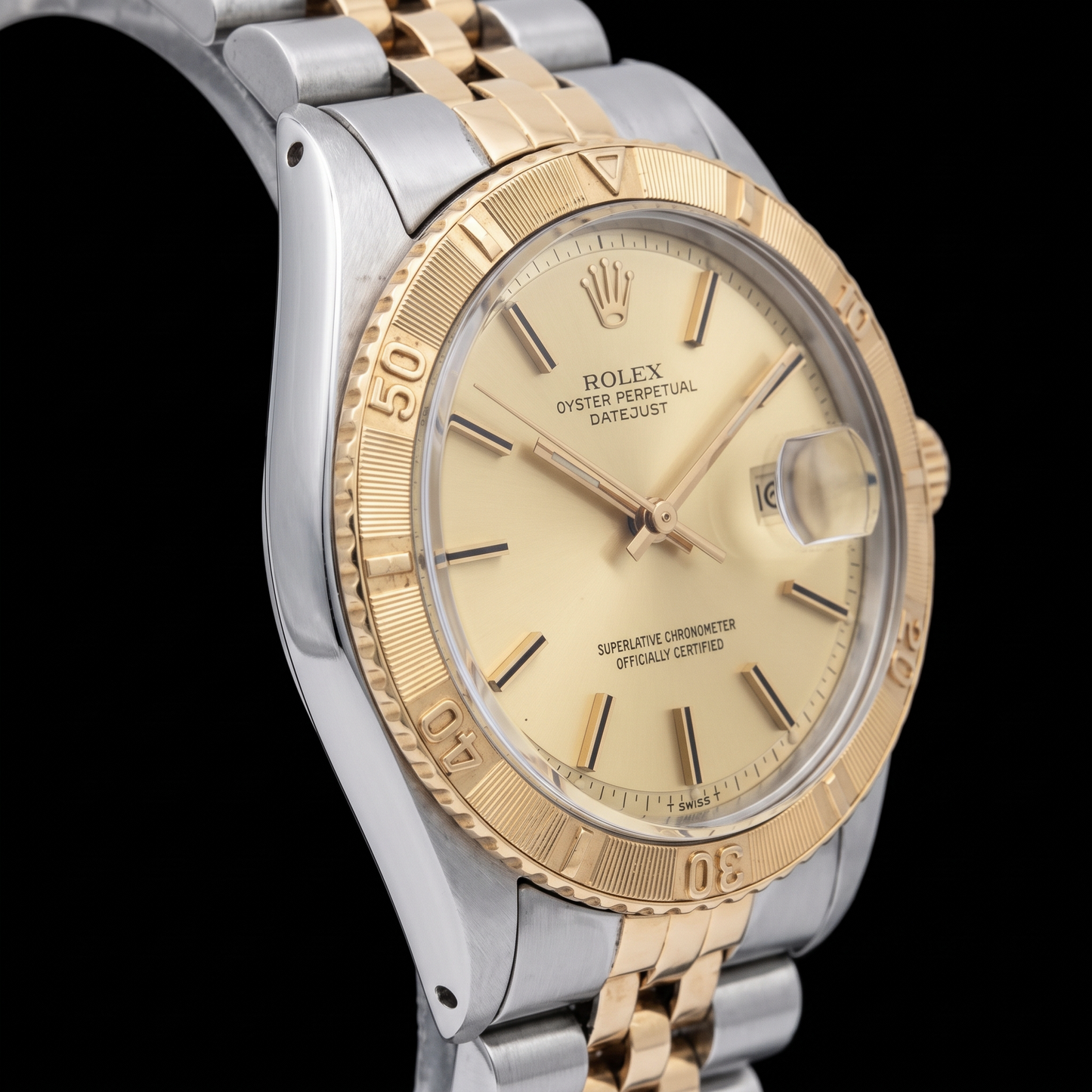 Rolex 16013 Datejust Quadrante Champagne Lunetta Turn-O-Graph 36 mm Orologio Bicolore