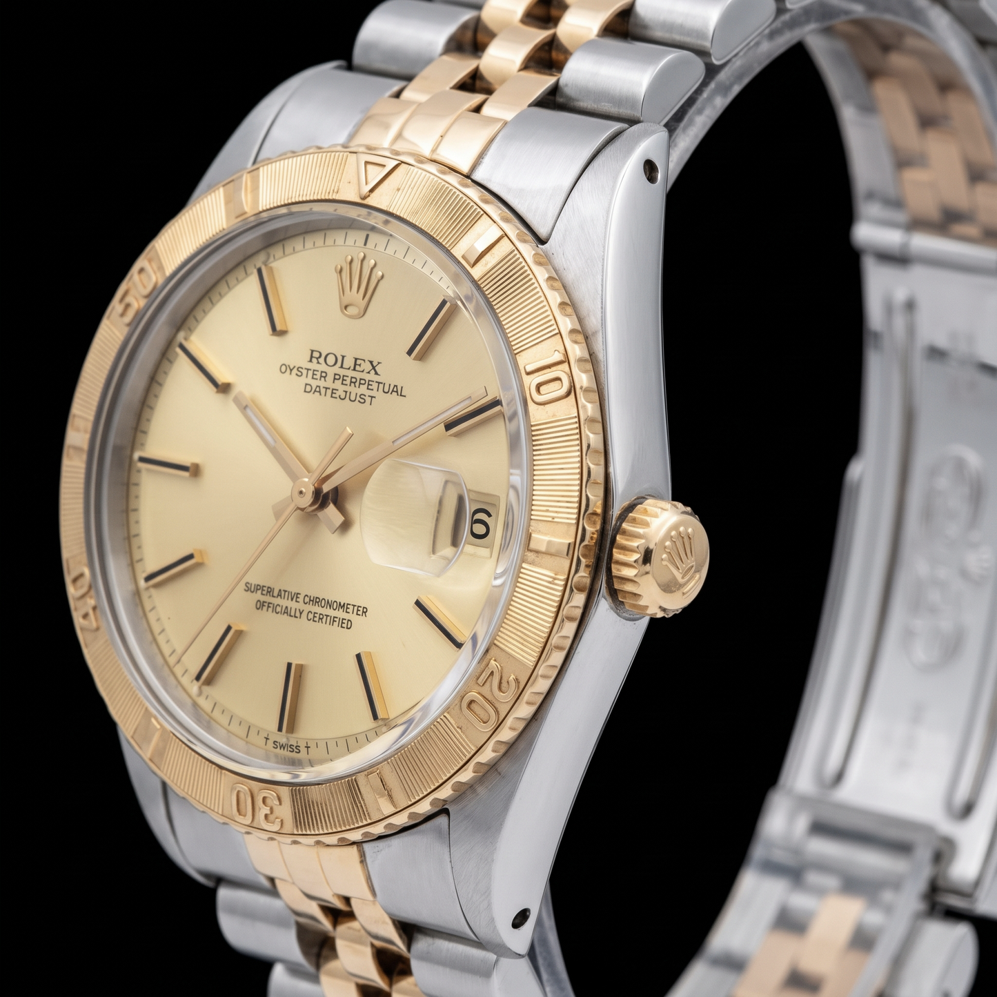 Rolex 16013 Datejust Quadrante Champagne Lunetta Turn-O-Graph 36 mm Orologio Bicolore