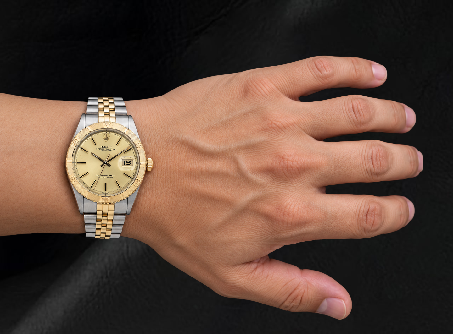 Rolex 16013 Datejust Quadrante Champagne Lunetta Turn-O-Graph 36 mm Orologio Bicolore