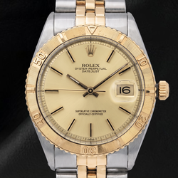 Rolex 16013 Datejust Quadrante Champagne Lunetta Turn-O-Graph 36 mm Orologio Bicolore
