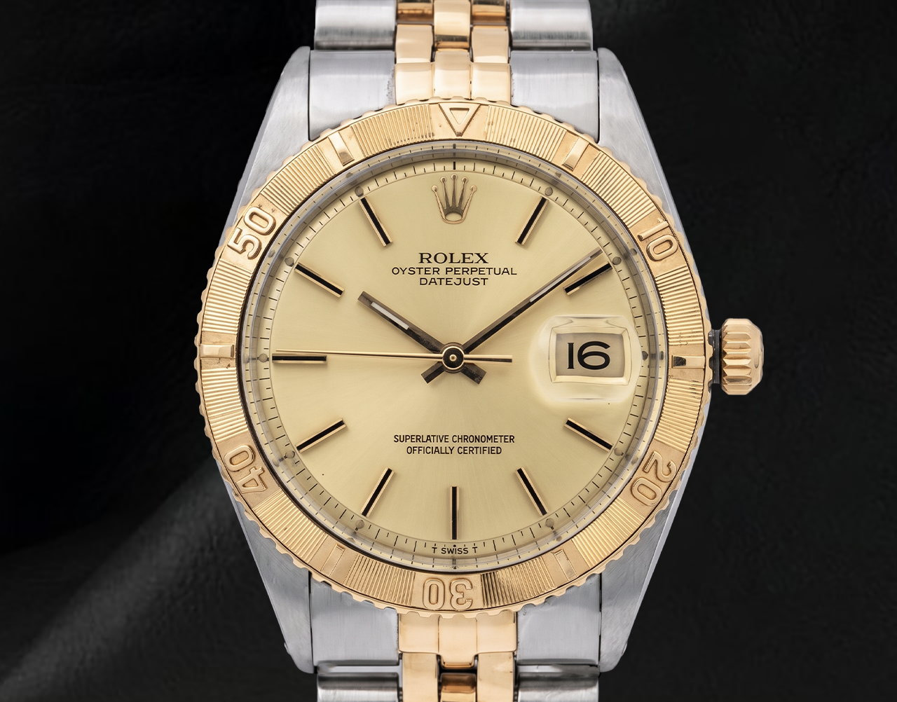Rolex 16013 Datejust Quadrante Champagne Lunetta Turn-O-Graph 36 mm Orologio Bicolore