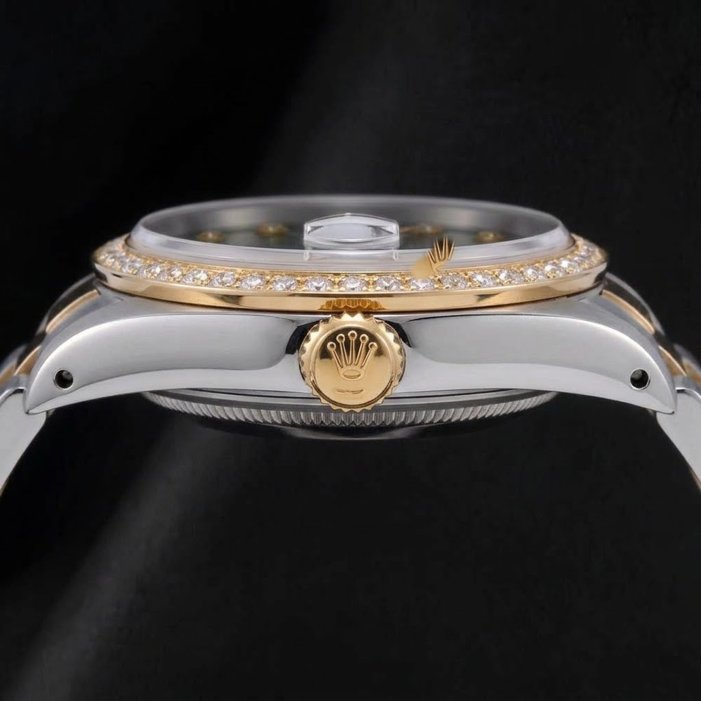 Rolex 1601 Datejust 36 mm Orologio Bicolore Quadrante con Diamanti Verde
