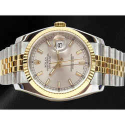 Uomo Rolex Sterling Silver Two Tone Gold con Gemma – carati