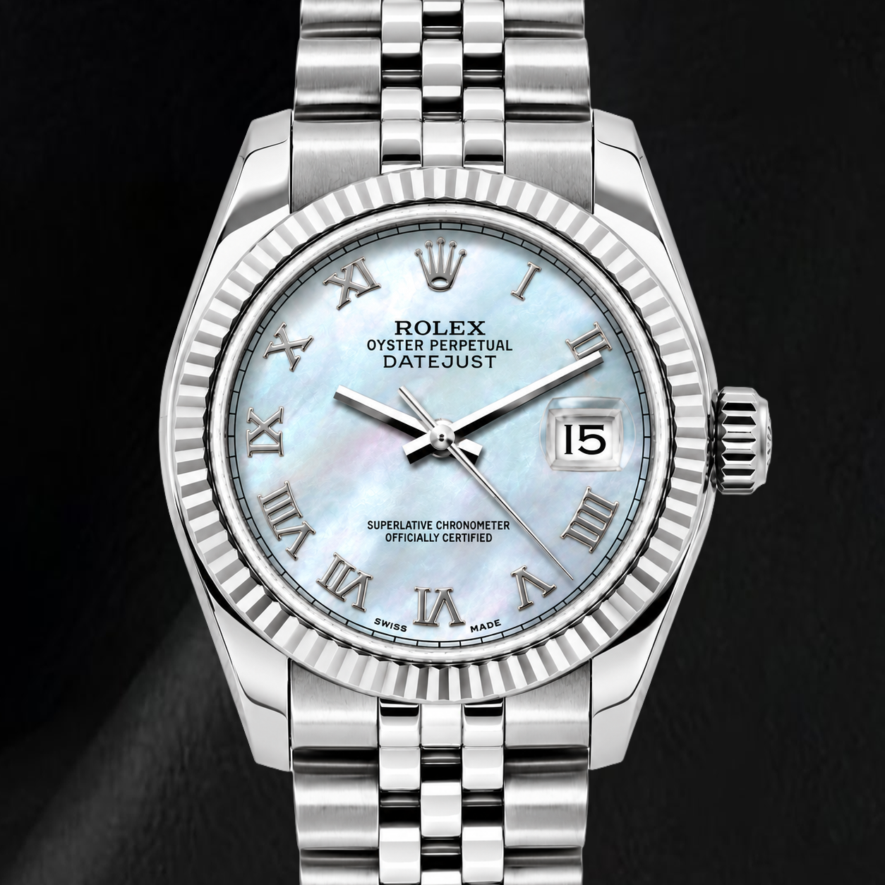 Orologio Rolex Datejust 26 mm 6916 con quadrante in madreperla blu e numeri romani