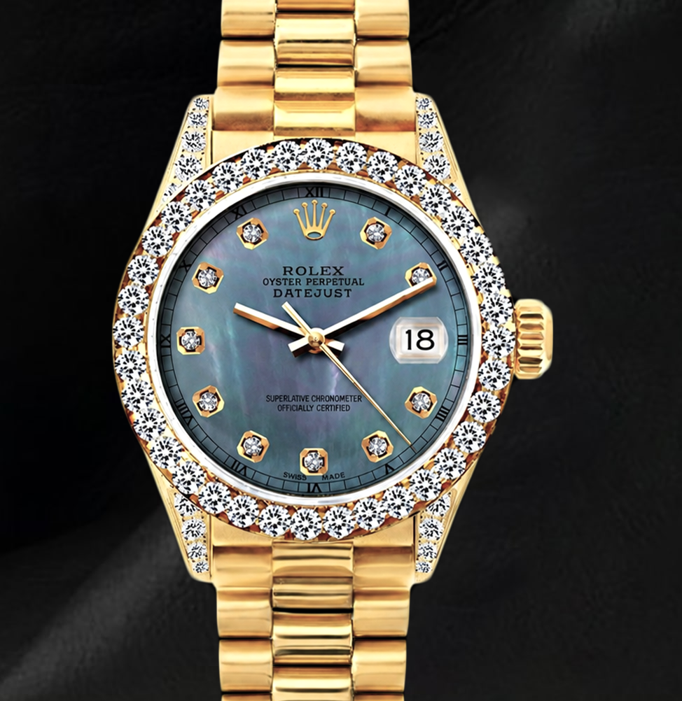 Rolex Datejust 26mm 69178 Orologio in Oro Giallo 18K Quadrante con Diamanti in Madreperla Blu