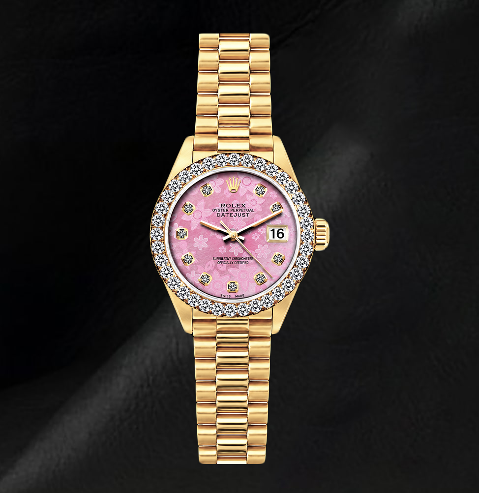 Orologio Rolex Datejust 26 mm 69178 in Oro 18 carati Quadrante con Diamanti in Madreperla Rosa Bracciale President