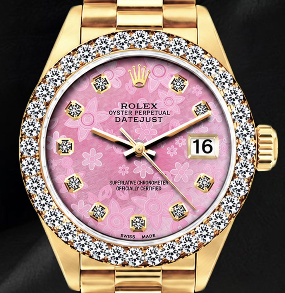 Orologio Rolex Datejust 26 mm 69178 in Oro 18 carati Quadrante con Diamanti in Madreperla Rosa Bracciale President