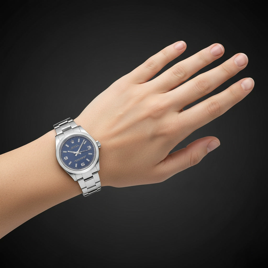 Rolex 31mm Acciaio inossidabile Quadrante blu arabo Orologio P3