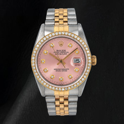 Rolex Datejust 36mm 16013 Orologio Bicolore Quadrante Rosa con Diamanti