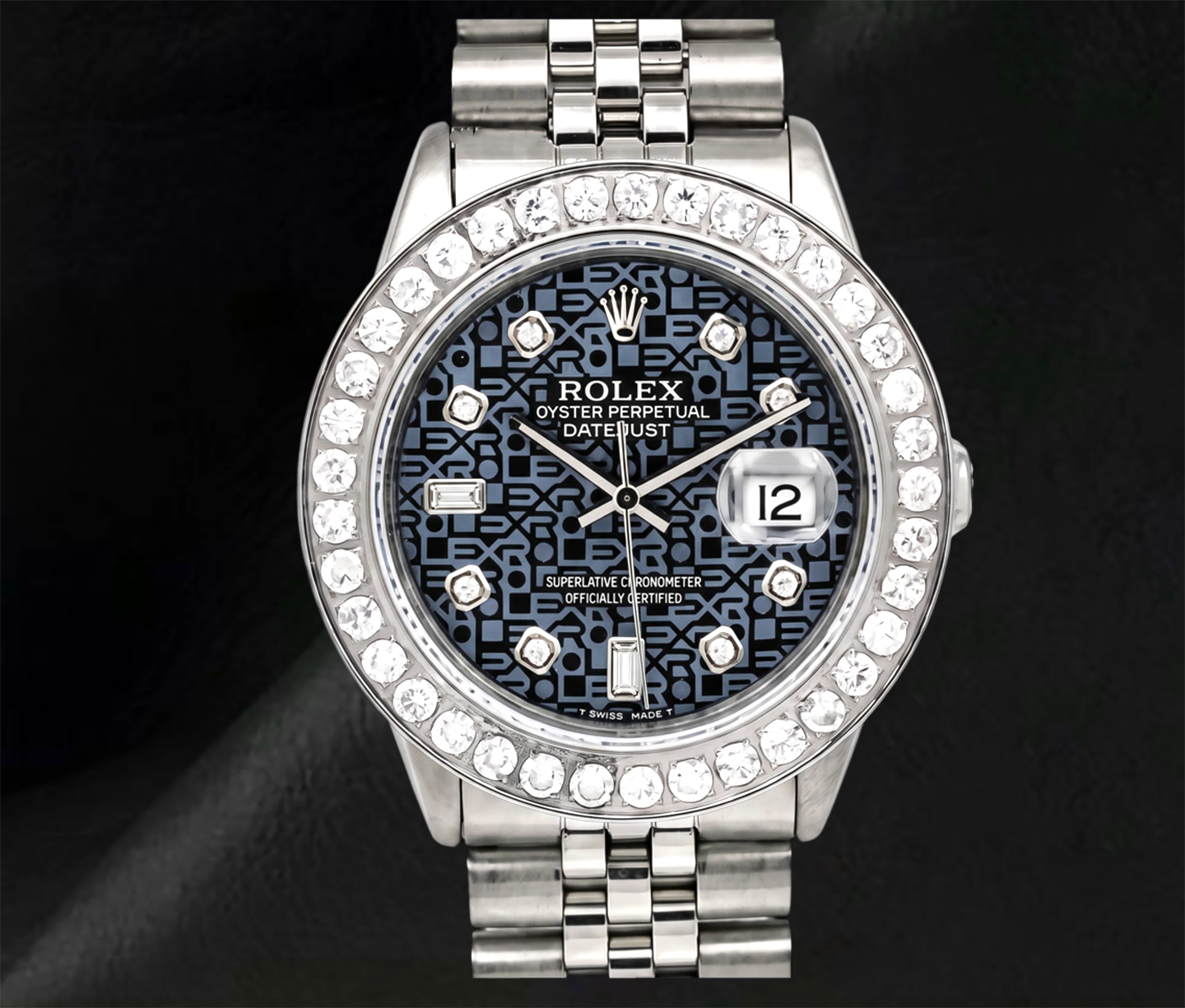 Rolex Datejust 16014 36 mm Orologio in Acciaio Inossidabile con Quadrante con Diamanti a Motivo Blu
