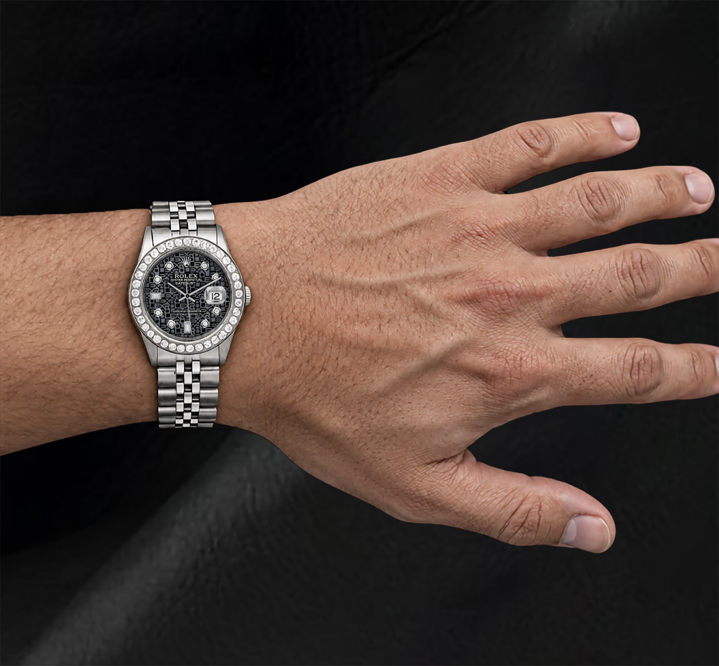 Rolex Datejust 16014 36 mm Orologio in Acciaio Inossidabile con Quadrante con Diamanti a Motivo Blu