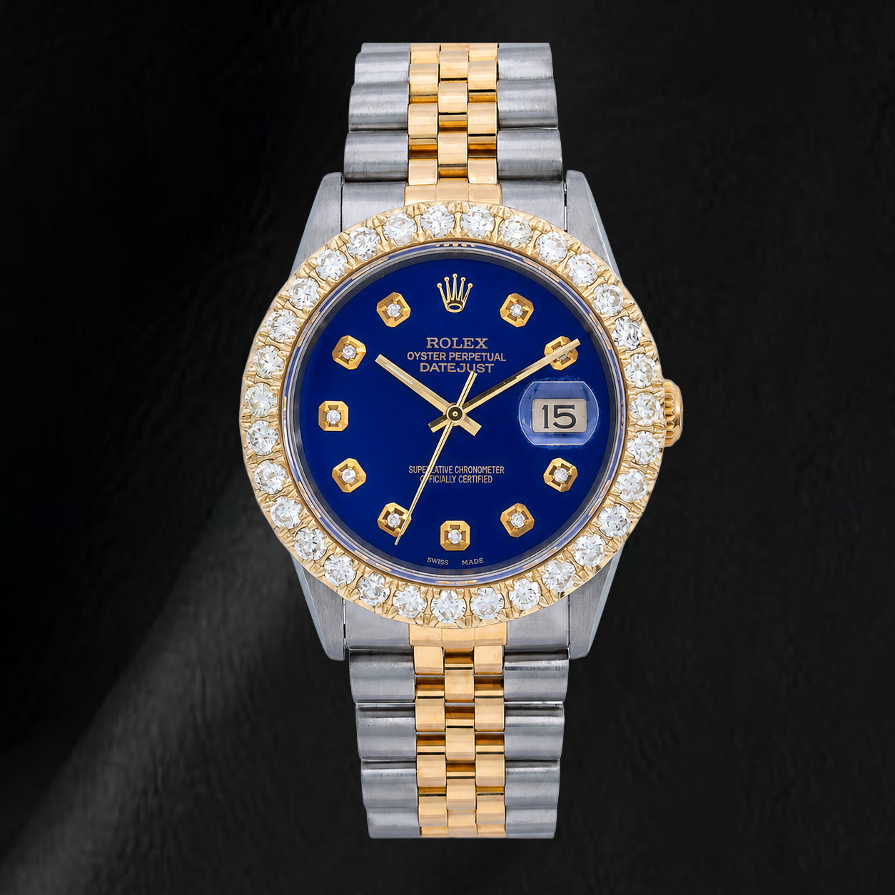 Rolex Datejust 36 mm 16233 Orologio Bicolore Quadrante Blu con Diamanti
